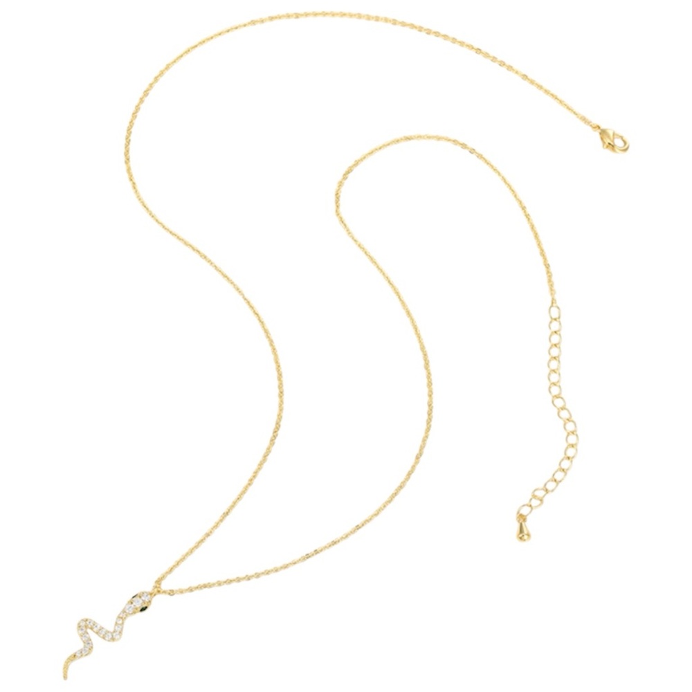 Snake Necklace 14k Gold Plated Real Zirconia - Picture 4 of 8